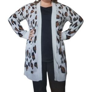 Leopard Print Open Front Knit Cardigan – Cozy & Chic (Fits L/XL)